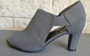 LifeStride Simply Comfort Women's Gray Open Toe Heels, Pumps, Size 6.5